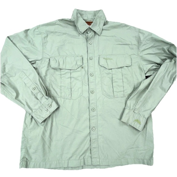 Simms Other - Simms Shirt Men Medium Green Button Up Outdoors‎ Fishing Camp Pockets Adult